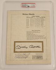 1990 Stat Sheet Notary Auto MICKEY MANTLE HOF NYY (8.5 x 11) Authentic PSA picture