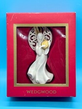Vintage Wedgwood Angel Holding Gold Harp Ornament With Box – EUC picture