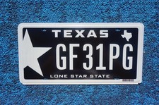 TEXAS LICENSE PLATE BIG STAR Lone Star State Black Tag # GF31PG picture