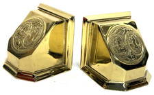 Vintage 1995 Virginia Metalcrafters Solid Brass SC State Seal Bookends 10lbs picture