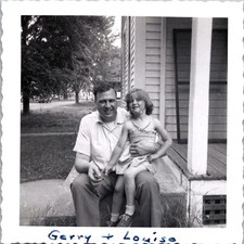 Vintage 1950s Black & White Photo Man & Child Gerry + Louise Family Portrait picture