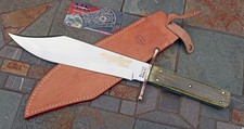 KABAR USA MADE (1988) Bowie with Mirror Polished Gold Etched Blade & Green Bone picture