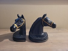 Vintage MCM Alexander Backer Co Chalkware Horse Busts Heads Bookends picture
