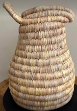 Authentic Vintage Handmade Bahamas Woven Coiled Pitcher Water Jug picture