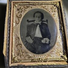 Rare 1860s Civil War Era Tintype Photo Post Mortem Boy Propped in Chair 6438(x) picture