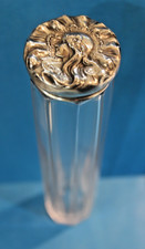 Antique Sterling Silver Repousse Glass Vanity Bottle Art Nouveau Maiden 7.25