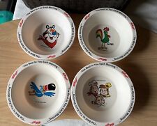 Vintage Kellogg’s Cereal Bowls, Complete 1995 Collector Set Of 4 Plastic Kids picture