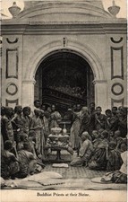 PC INDIA BUDDHIST PRIESTS AT THEIR SHRINE (a71849) picture