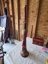 vintage/antique hand-painted toleware parade horn picture