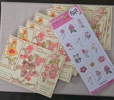 Lot 14 Vintage Hallmark Botanical Garden Tri-fold Cards Dotty 1970s Vtg Stickers picture