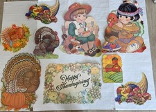 9 Thanksgiving Cut Out Decorations Vintage Eureka And Hallmark 1980, turkey picture
