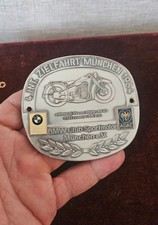 VINTAGE ENAMEL MOTORCYCLE BADGE # BMW RALLY MUNICH BAVARIA 1984 R11 picture