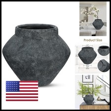 Briful Large Rustic Ceramic Vase Distressed Finish, 8.2'' Tall Wide-Belly picture