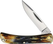 Rough Rider Brown Cinnamon Stag Bone Sod Buster Folding Pocket Knife Jr RR2769 picture
