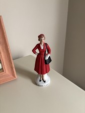 Vintage Avon 1956 Avon Lady Bisque Porcelain Figurine in Red Dress picture