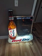 Large Bud Dry Lighted Vintage Beer Sign Menu Budweiser Anheuser Busch Rare  picture