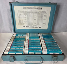 Vtg Rare MSA 36 Unit First Aid Kit Metal Box Full Contents Industrial Mining NOS picture
