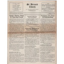 1947 St Bernard Church Pittsburgh PA Vintage Bulletin October 26 Ephemera picture