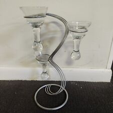 Vintage Whirly Circular Metal Candle Holder w/ Durable Glass Stands Home Decor picture