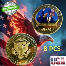 8 PCS 2024 President Trump Commemorative Coin Take America Back Metal Coin picture