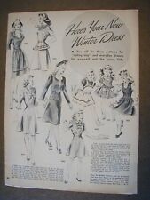 1944 WWII ERA Women's and Girls Dresses WWII Vintage PRINT AD 66 picture