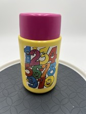 Vintage Thermos 3700 Silly Numbers 10 Oz Bottle Yellow Pink Rare USA 1990s picture
