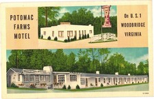 Potomac Farms Motel On US 1 Woodbridge Virginia Henry H Ahrens Linen Postcard picture