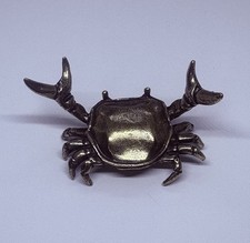 Solid Brass Crab Crustacean Claws Pen Holder 2.5” Unique Table Top Art Decor 7 picture