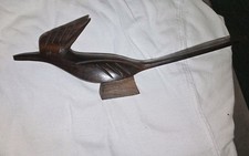 Vintage Mid Century Teakwood Hand-Carved Roadrunner 16” picture