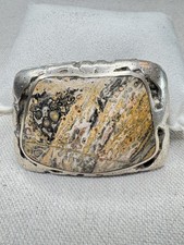 Orbicular Jasper Sterling Silver Artisan Belt Buckle 86.1g 2 1/2