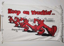 Vintage 70s Keep On Truckin Beach Towel R Crumb Virginia Beach Souvenir Fringe picture