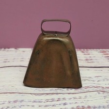 Vintage Primitive Metal Cow Bell Rustic Farmhouse Copper Finish country Decor picture