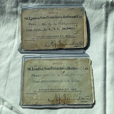 Set ~Antique 1908 & 1909 Pass St Louis & San Francisco Railroad Co Frisco Line picture