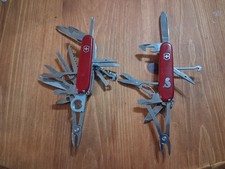 Lot Of 2 Victorinox Knives ANGLER DELUXE Swiss Army Knives - Red - Vintage picture