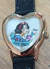 Timex Vtg Disney Snow White Quartz Heart Shaped Gold Tone Case 3 Hand Movement picture