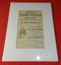 Vintage 1878 Magazine ad for Duke's Durham Tobacco - Matted - ready to frame picture