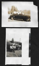 Early 1940's lot of 2 Original B&W Contact Prints-Group of Young Men & 1941 Merc picture