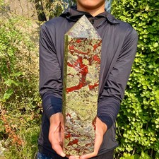 11.7LB Natural Dragon Blood Stone Hexagonal point Column/Meditation Stone picture