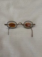 Antique Amber Shooting Glasses Frosted Victorian Sharpshooter Spectacles picture