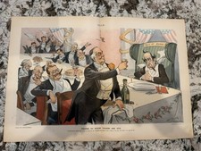 1900 PUCK THANKS TO WHOM THANKS ARE DUE MCKINLEY BRYAN DALRYMPLE PRINT picture