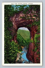 Vintage Natural Bridge Virginia Linen Postcard West View E.C. Kropp Co. 1940s picture