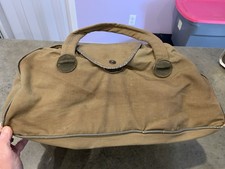 Vintage 1940s WWII US Military Canvas Bag Fold Over Snap Close Equipment Gear picture