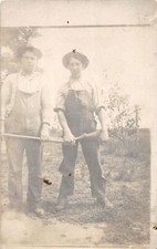 J65/ Interesting RPPC Postcard c1910 Boys Rifle Gun Overalls 372 picture