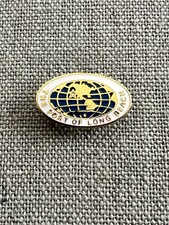 Vintage The Port Of Long Beach 3/4” Oval Lapel Pin Pinback Gold Tone World Map picture
