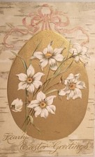 1907 Easter Greetings Postcard, Embossed, Gold Gilded Postcard. #-1603 picture