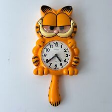 Vintage 1978 Garfield Sunbeam Wall Clock With Pendulum Tail Moving Eyes WORKS picture