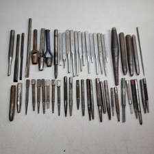 Lot of 50+ Vintage Punch Punches Chisel 7-1/2lbs Machinist Leather Woodworking picture