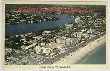 Ft Lauderdale Aerial View Greetings c1960 Florida Vintage Chrome Postcard picture