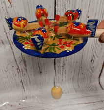 Vintage Wooden Russian Pecking Chickens Toy 001 picture