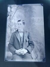 Antique Glass Plate Negative Handsome Gentleman Sitting 4.25” X 6.5” picture